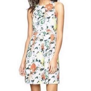 Gap Sara Dress Designed & Crafted Fit Flare Pockets High Neck Floral 4 Tall